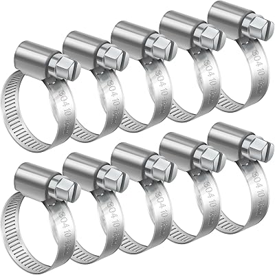 Bolatus 10-16mm Stainless Steel Worm Drive Hose Clamps, 10 pcs