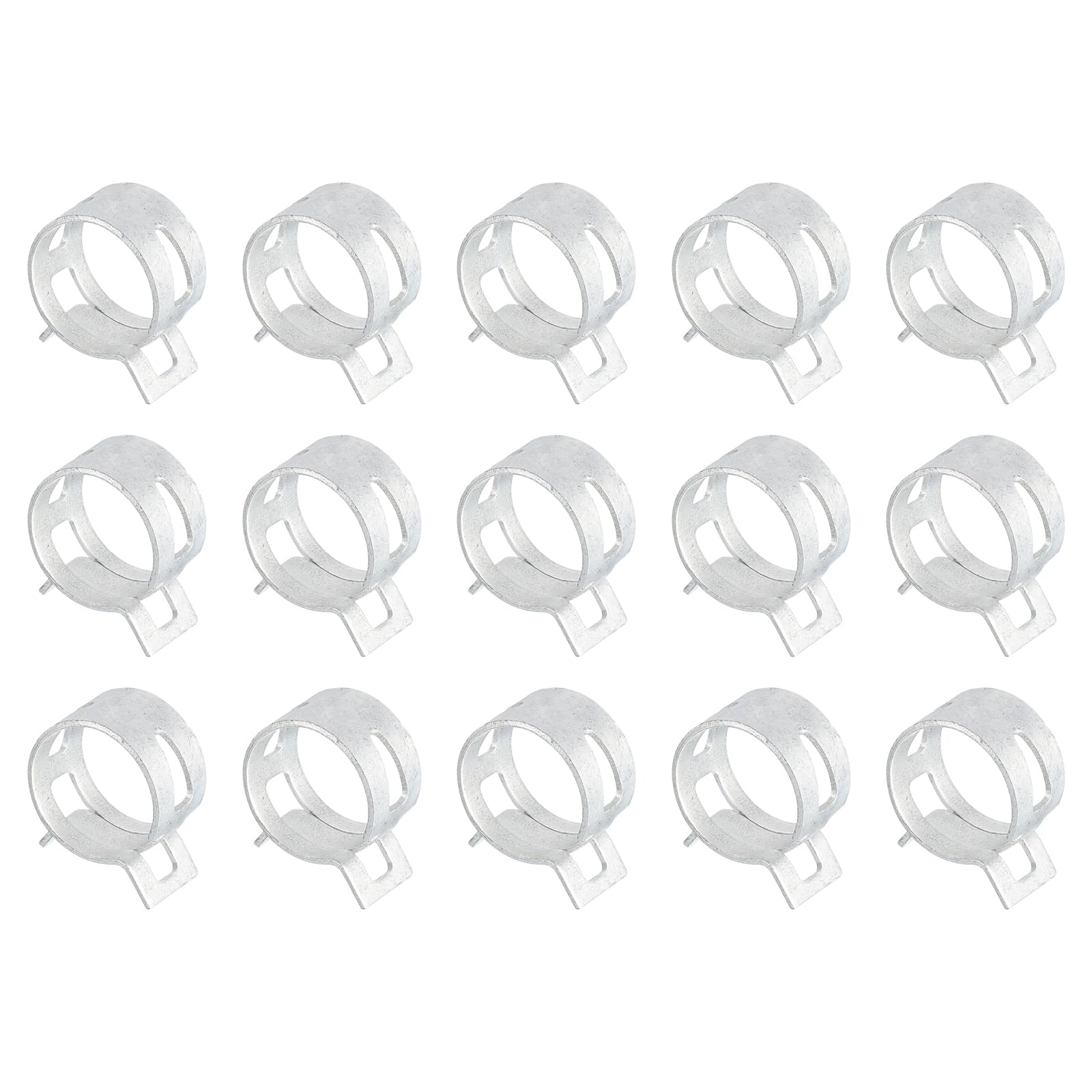 Sourcingmap 15Pcs Spring Band Type Action Fuel/Silicone Vacuum Hose Pipe Clamp, 18mm Low-Pressure Air Spring Hose Clip Clamp for Automotive Oil Pipe Water Pipe, Silver