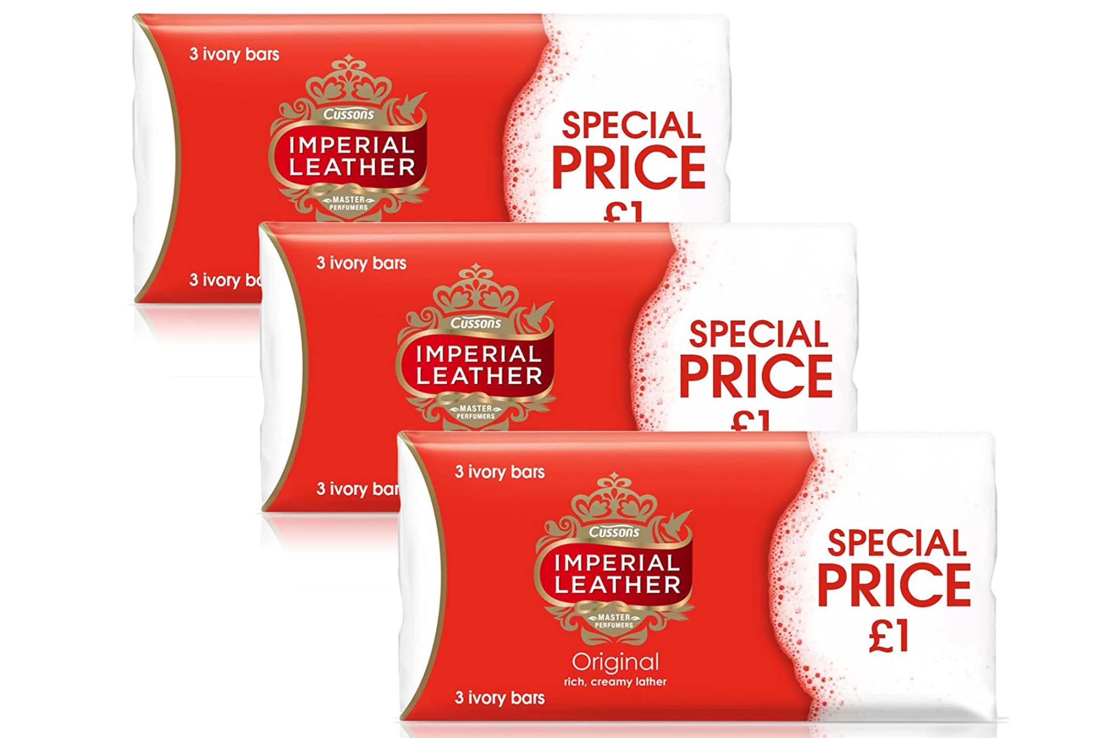 9 x CUSSONS IMPERIAL LEATHER ORIGINAL SOAP BAR 100g - 3 MULTIPACK 3 x 100g