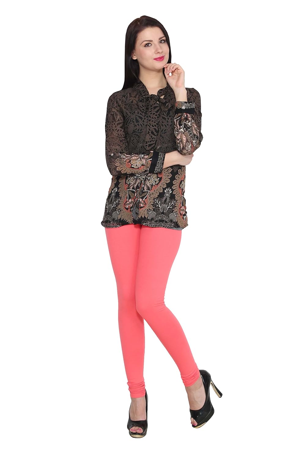 nice creations chudidar black cotton lycra premium leggings for women