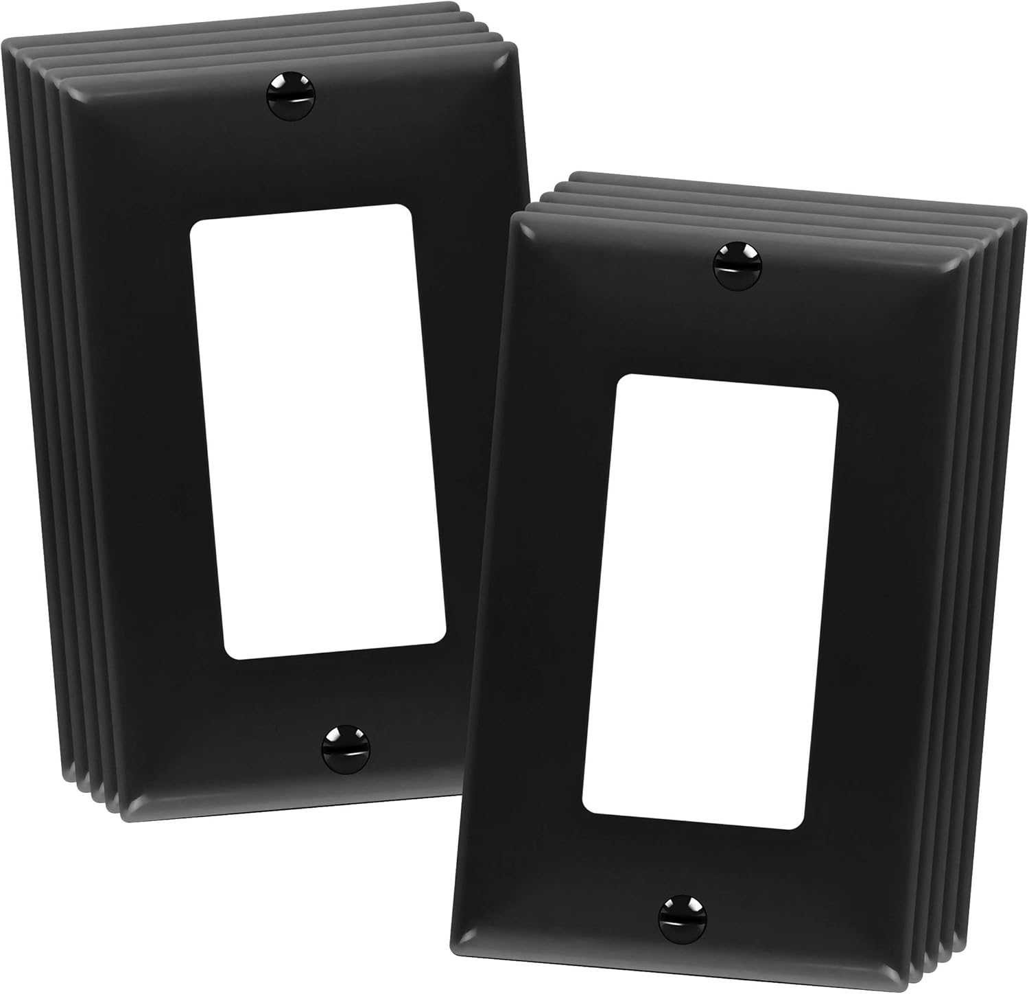 ENERLITES Decorator Light Switch or Receptacle Outlet Wall Plate, Size 1-Gang 4.50" x 2.76", Unbreakable Polycarbonate Thermoplastic, UL Listed, 8831-BK-10PCS, Black, 10 Pack - - 