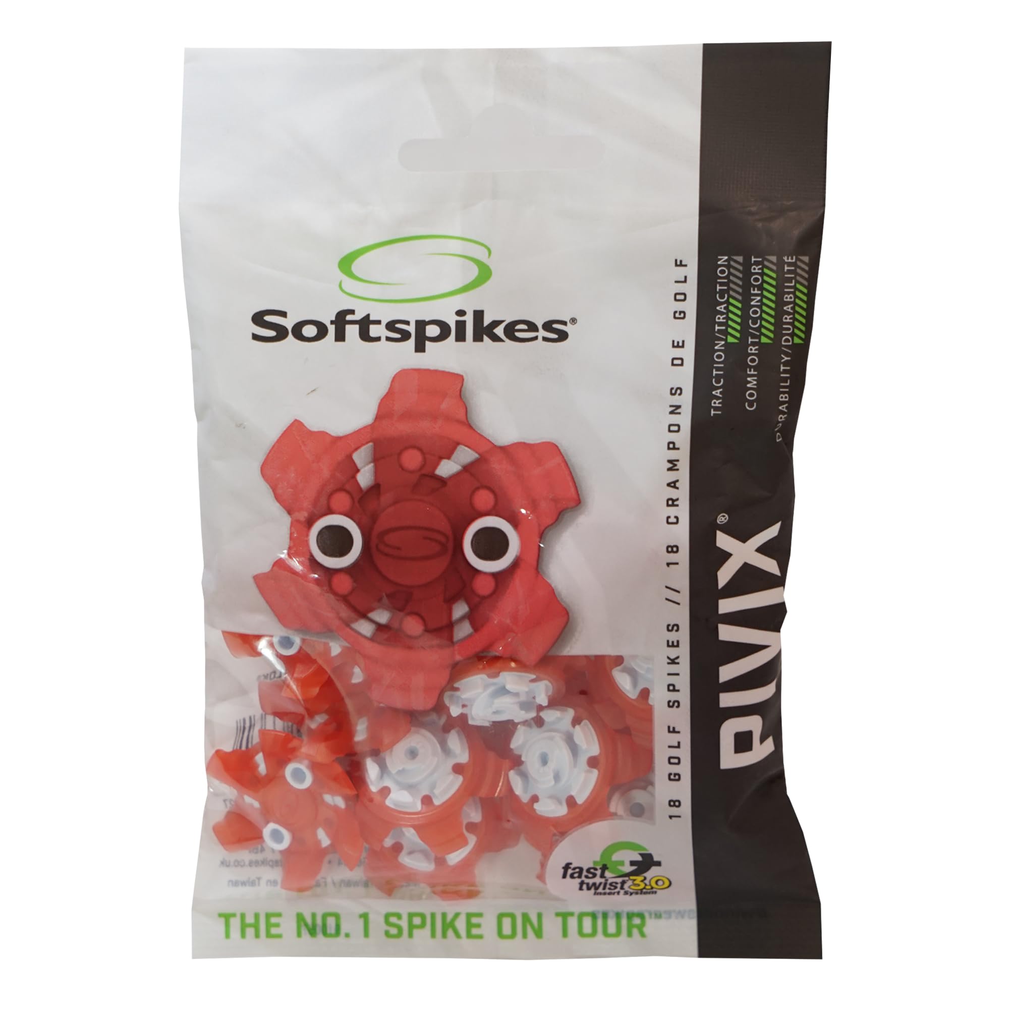SOFTSPIKES Pivix (Fts 3.0) Golf Spikes, Red, Clamshell of 1 set UK