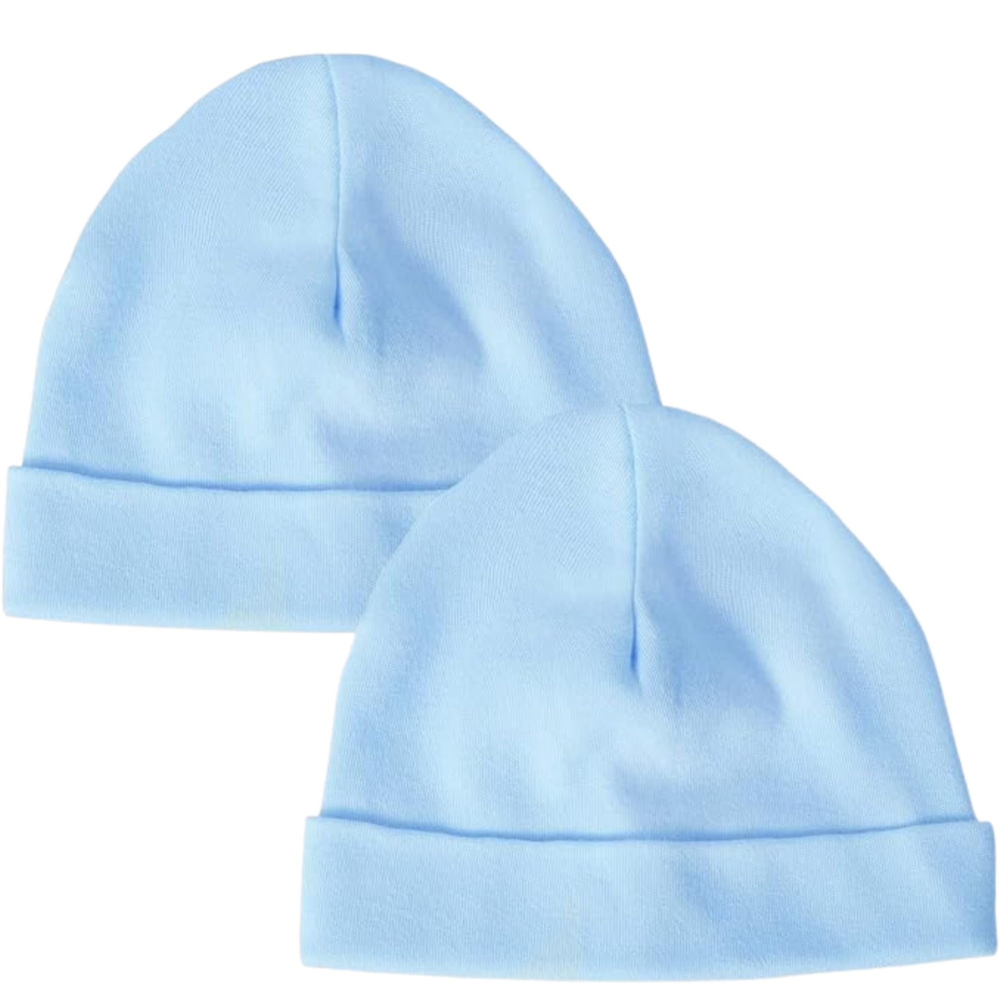 Baby Hats Newborn - 2 Pack of Cotton Baby Hats to fit Newborn to 0-3 Months, Boys or Girls - Made in Britain - Blue