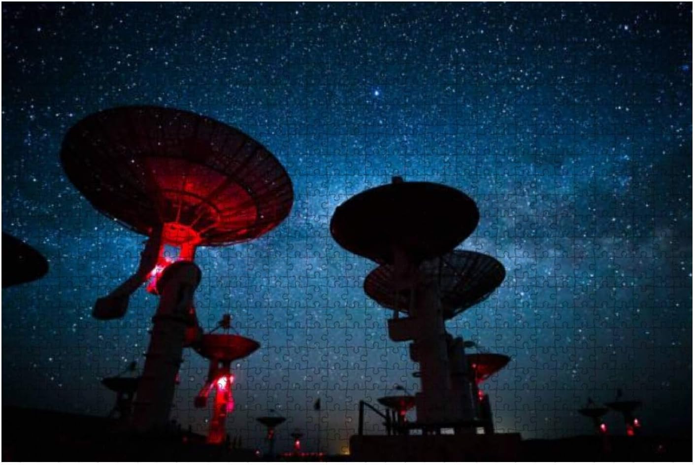 Milky Way Galaxy Over The Satellite Receiving Station Fantasy 1000 Piece Wooden Jigsaw Puzzle DIY Children Educational Puzzles Adult Decompression Gift Creative Games Toys Puzzles Home Decor
