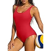 Zando Athletic Modest Bathing Suit for Women One Piece Crisscross Back - Full Coverage Swimsuits for Teens Adjustable Straps