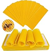 TooGet Beeswax Foundation Sheets, 10-Pack Natural Yellow Beeswax Sheets for Beekeeping Hive Frames & Candle Making Supplies - 13.3 x 9 cm