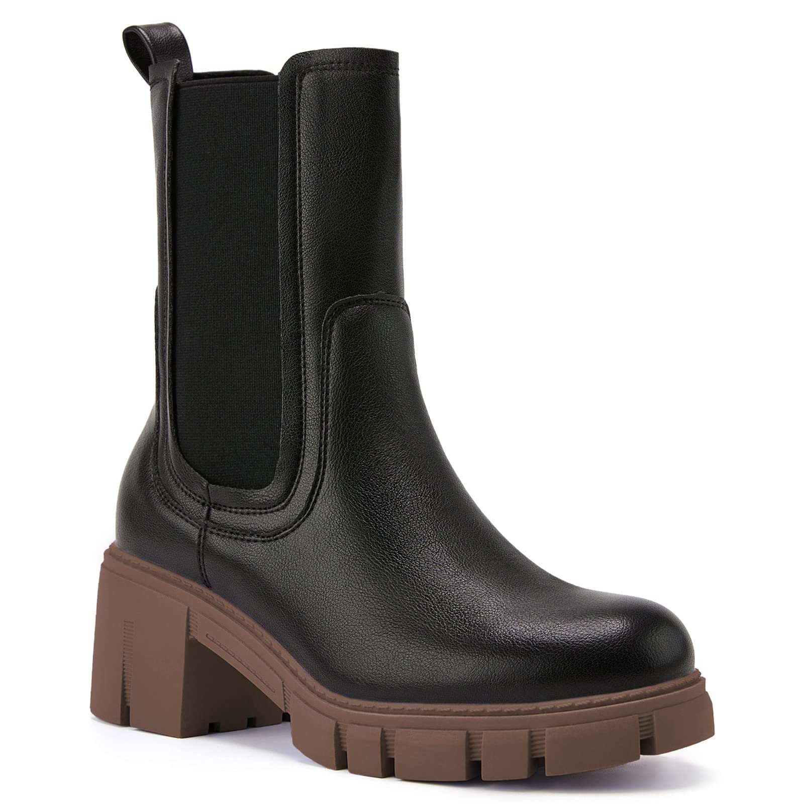 TINSTREE Black Boots for Women with Heel, Women's