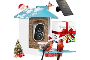 GAOYITK Bird Feeder with Camera 2K HD AI Smart Identify BirdSpecies Solar Panel Outdoors Birdhouse with Cam, Instant Arrival Alerts, Capture BirdVideo, Gifts for Mom Dad