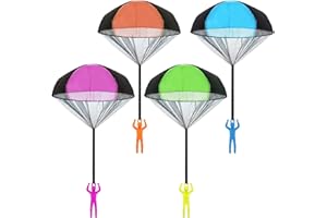 Leehoom 4PCS Parachute Toys Set Tangle Free Throwing Parachute Figures Hand Throw Soliders Parachute Square Outdoor Children's Flying Toys | Age：Over 3 Years Old - No Batteries Toss It Up - F