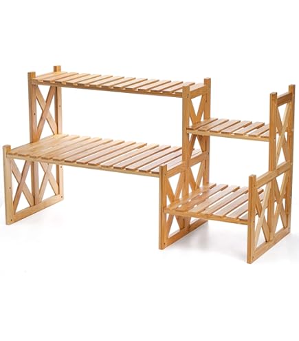 2 Tier Table Top Bamboo Plant Stand Trapezoidal Desktop