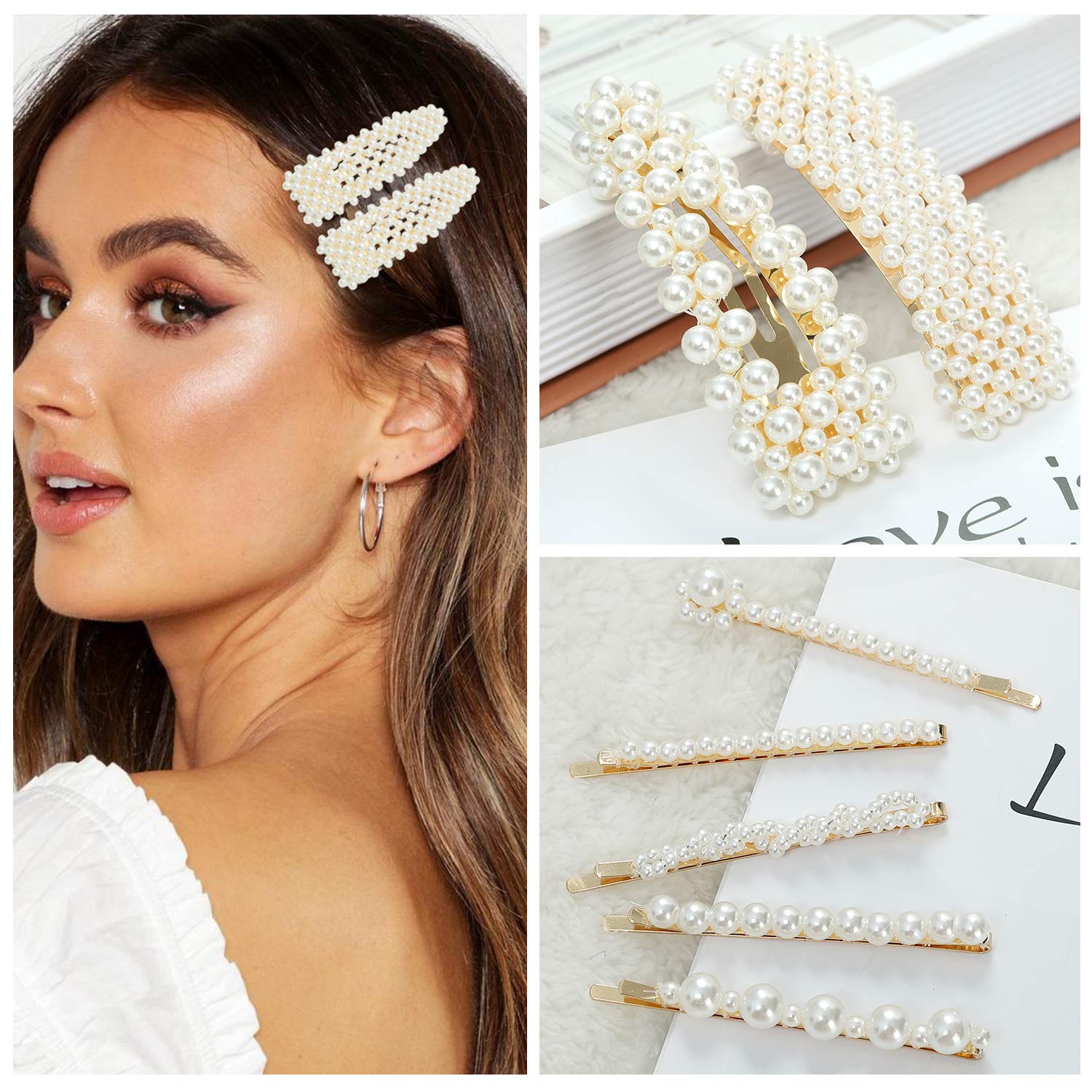 18 Pcs Pearl Hair Clips Large Hair Clips Pins Barrette Hair for Women Girls Fashion Hair Accessories : Beauty