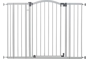 Summer Infant Extra Tall & Wide Safety Pet and Baby Gate, 29.5"-53" Wide, 38" Tall, Pressure or Hardware Mounted, Install on Wall or Banister in Doorway or Stairway, Auto Close Walk-Thru Door - Gray