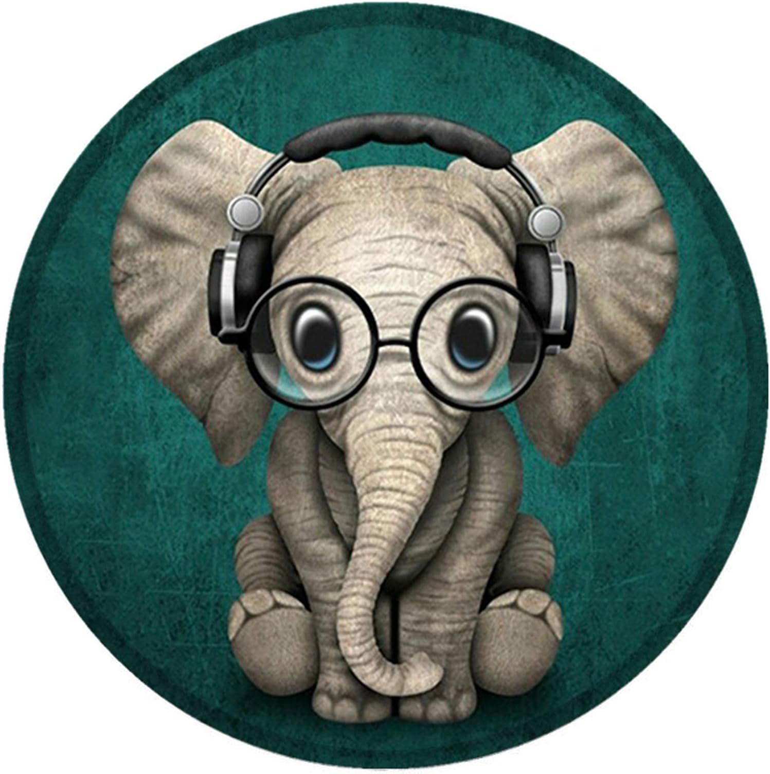 Nakapa Mouse Pad,Anti Slip Rubber Round Mousepads Desktop Notebook Mouse Mat for Working and Gaming (Green Elephant)