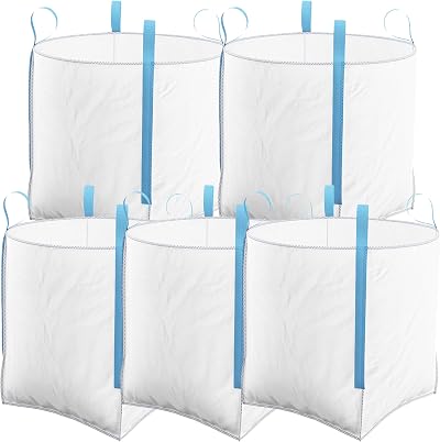 AP Automotive 5 Pack FIBC 1 Tonne Bulk Bag 85x85x85cm White Heavy Duty