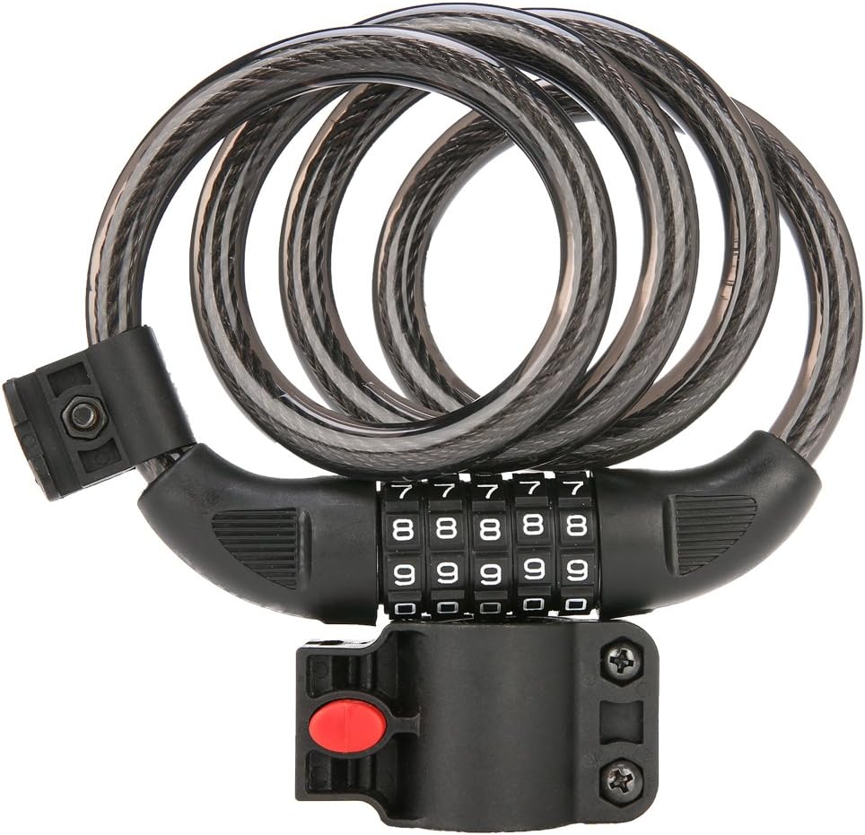 Shunfa 5 Digit Combination Bike Lock, 4ft x 0.47inch Heavy Duty Braided Stainless Steel Cable Bicycle Lock with Mounting Bracket, Security Level 4
