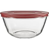 Anchor Hocking 91858 Glass Mixing Bowls with Lids, Cherry, 4 Quart (Set of 2) -