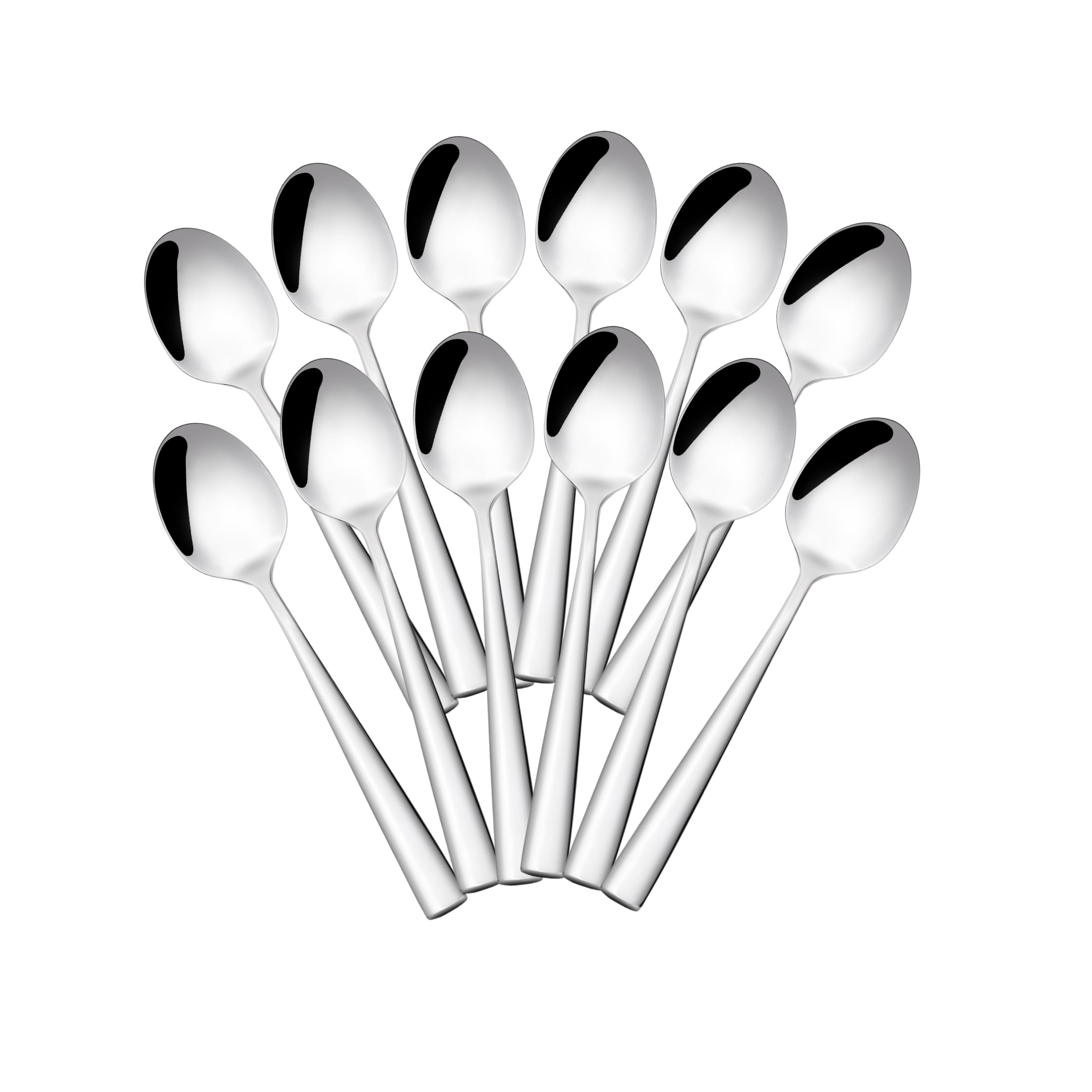 Otto Koning - Leipzig –Stainless Steel Teaspoons, Tea Spoons with Mirror Polished Finish, Coffee Spoons with Modern and Elegant Design. (12 Pieces)
