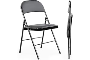 Sweetcrispy Folding Chair 2 Pack, Leather Padded Folding Chairs, Sturdy Metal Foldable Chairs, Easy to Use and Store, Outdoor