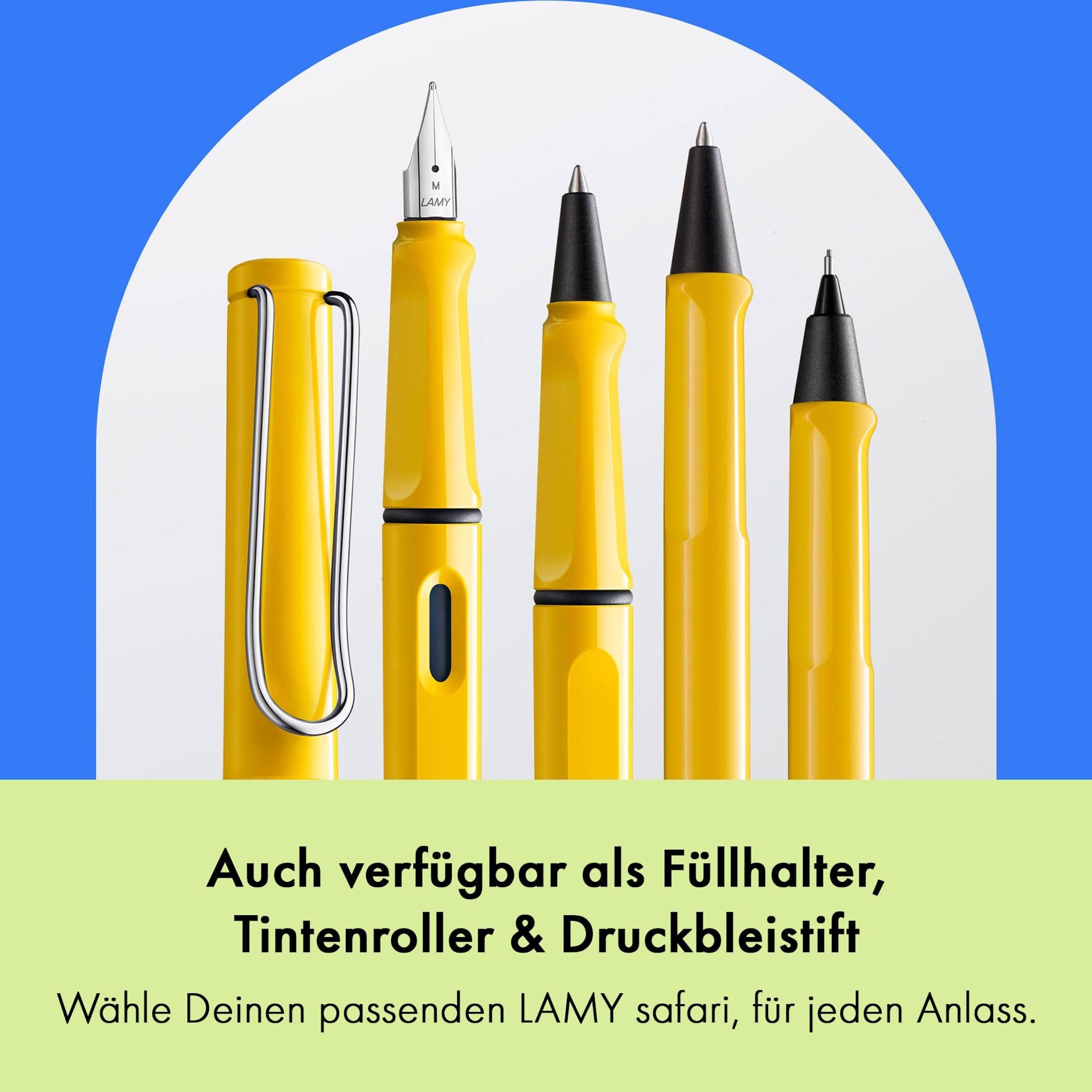 Lamy safari yellow Kugelschreiber - zeitlos klassischer Kuli mit ergonomischem Griff & robustem ASA-Kunststoff - inkl. Großraummine M 16 in Strichbreite M in blau 6