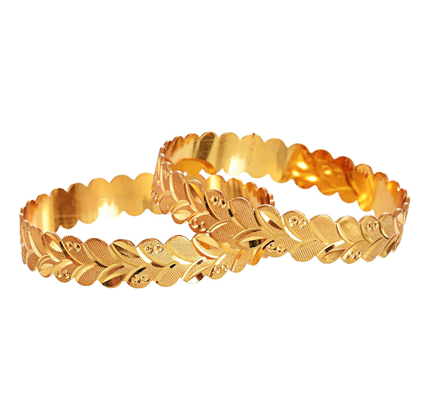 Handicraft KottageWomen's Gold Plated Traditional Designer Plain Bangles Kada For Women