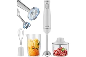 Immersion Blender, Forzullo Electric Hand Blender 450W with Ⅰ and Ⅱ Speed, 4-in-1 Handheld Stick Mixer with Whisk, Chopper, a