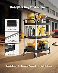 VEVOR Utility Cart, 300 lbs Load Capacity, 3-Tier