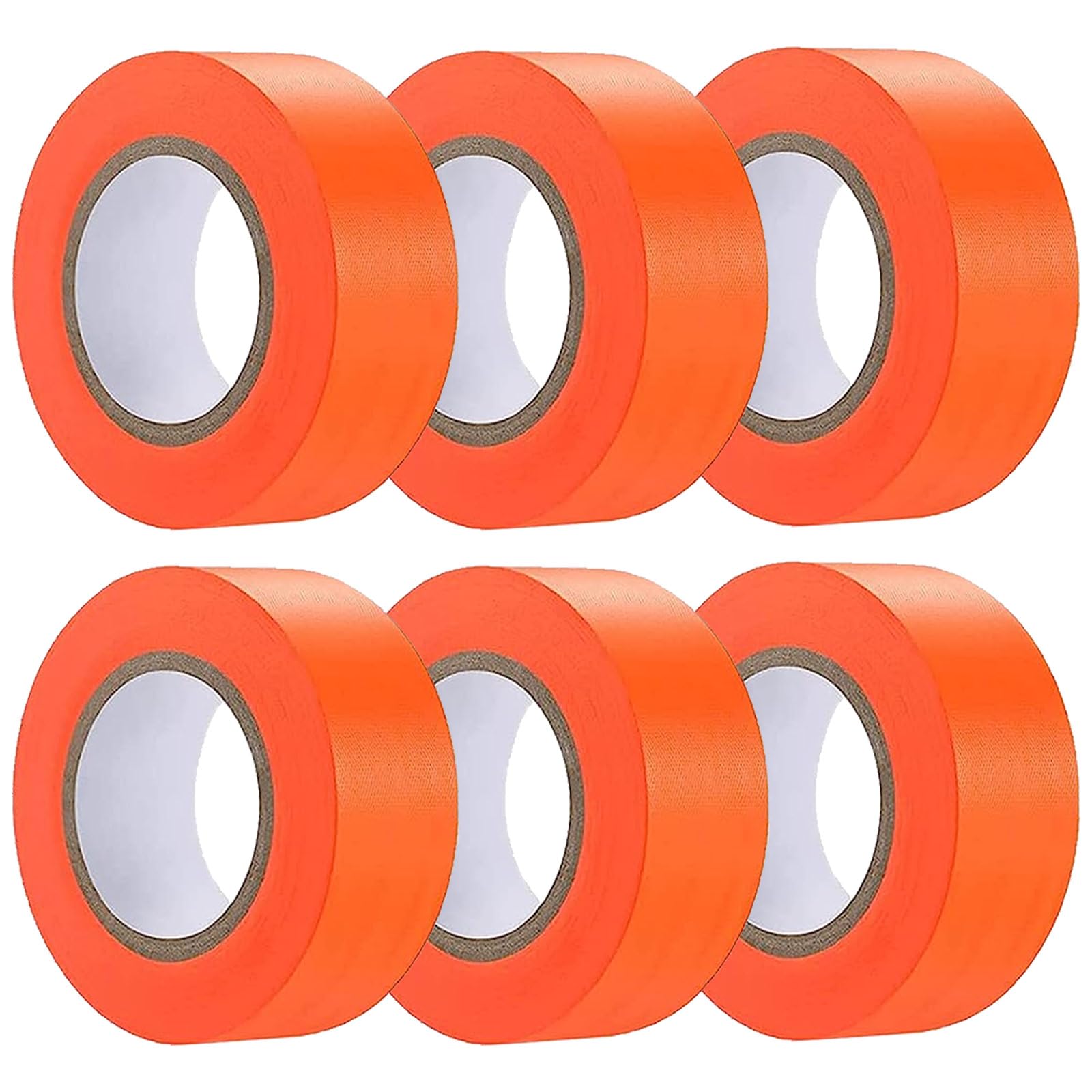 6 Pack Orange Flagging Tape, Non-Adhesive Plastic