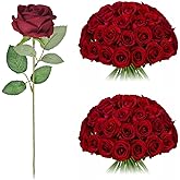 Umisu 200 Pack Silk Roses Flowers - Artificial Burgundy Fake Flowers with 50cm Stems for Wedding Decor, 3.7in(7cm) Silk-Like Velvet Flower Heads for Wedding, Vintage Decor (200, Burgundy)