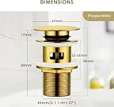 Peppermint Brushed Gold Pop Up Slotted Basin Waste with Overflow view 4