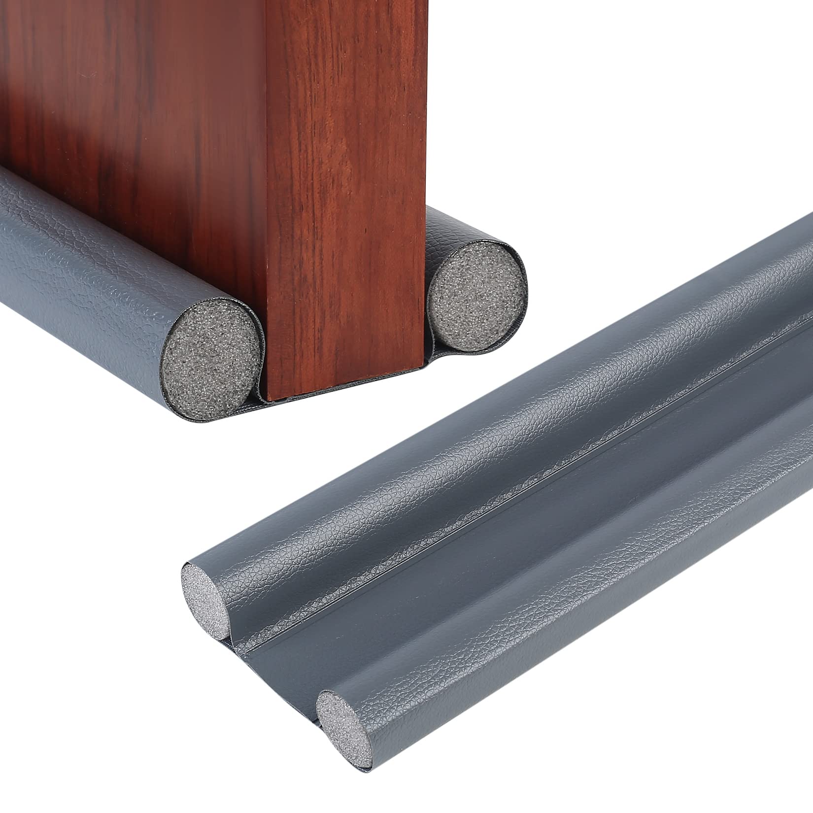 Double Under Door Draught Excluder, Draft Excluder for Doors, Adjustable 96 cm/37.8 inch Door Draft Stopper, Water Proof Snow Proof Window Draught Excluder for Reduce Noise Draught Dust (grey)