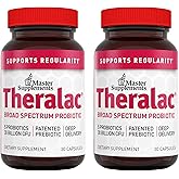 Master Supplements Theralac - 30 Capsules, Pack of 2 - Multi-Strain Probiotic for Optimal Gut Health + Gas & Bloating Relief - Gluten Free - 60 Servings