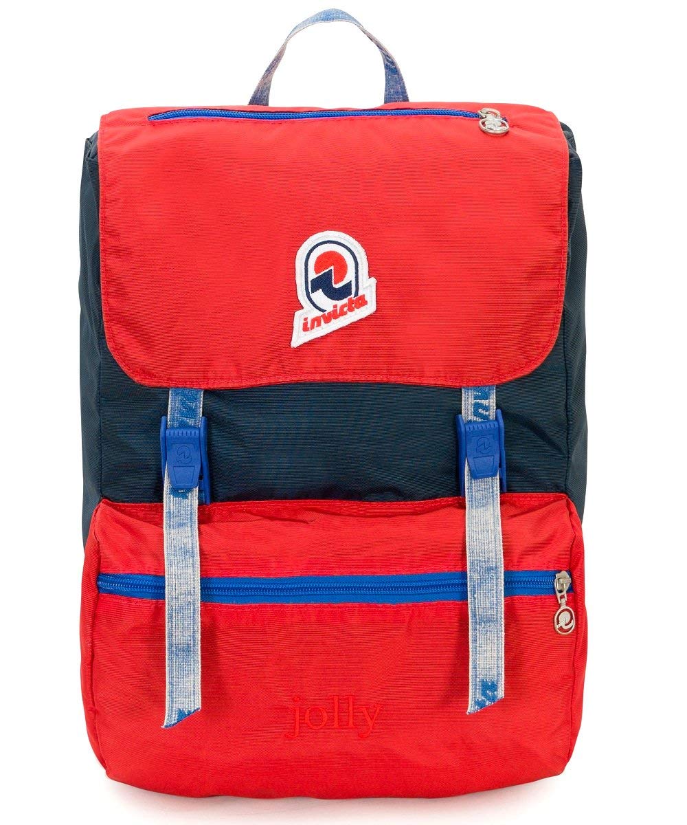 Invicta Backpack, JOLLY VINTAGE Knapsack, Casual Daypack, For Office, Day Trips & Commuting, For School, Sport, Free Time, 13'' Laptop Sleeve, Italian Design, red/blue