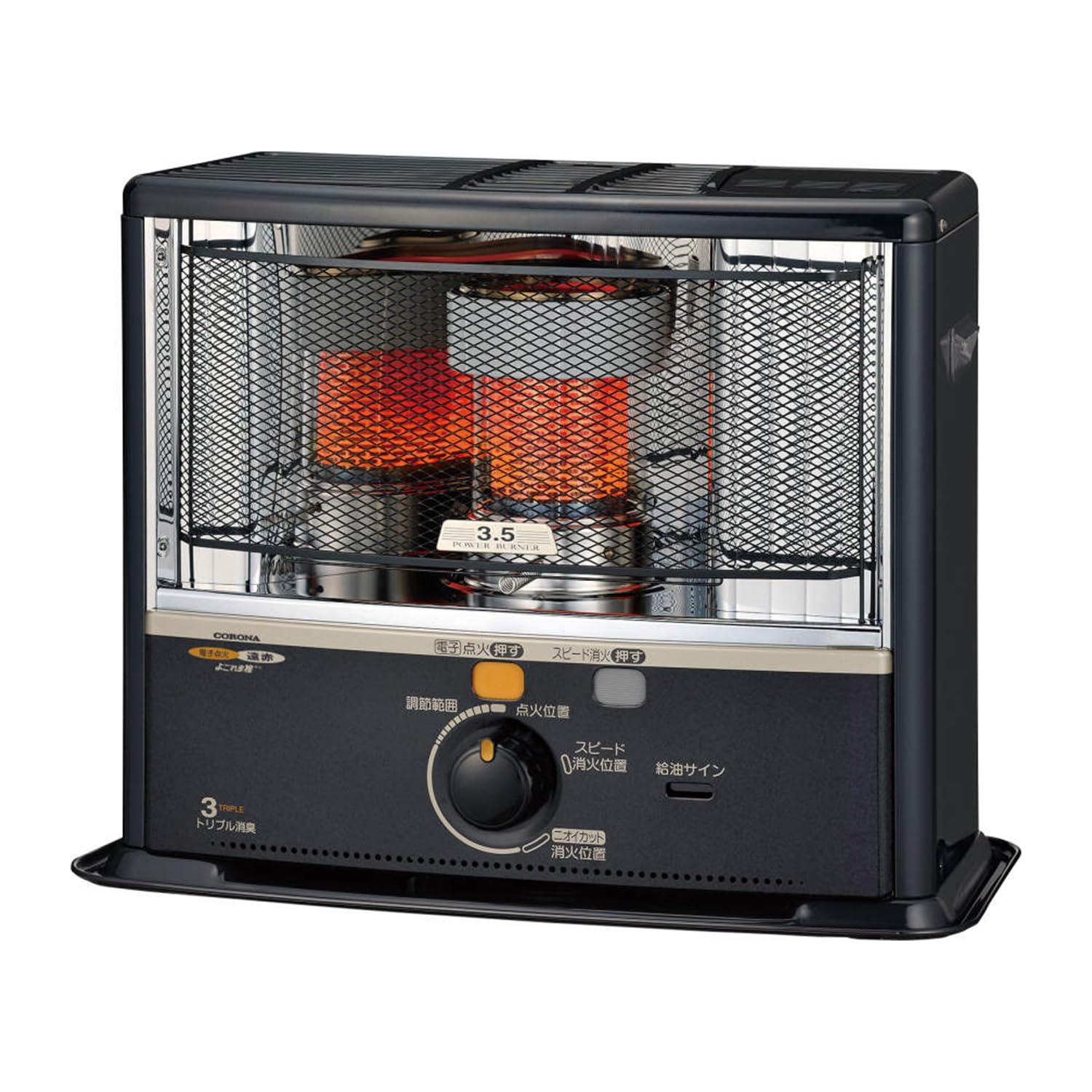 CORONA(コロナ) 石油ストーブ 【日本生産】 遠赤ヒーター (木造9畳 / コンクリート13畳 まで) 電源不要 防災対策 タンク容量5L ワンタッチ給油 トリプル消臭 ダークグレー SX-E3523WY(HD)商品画像