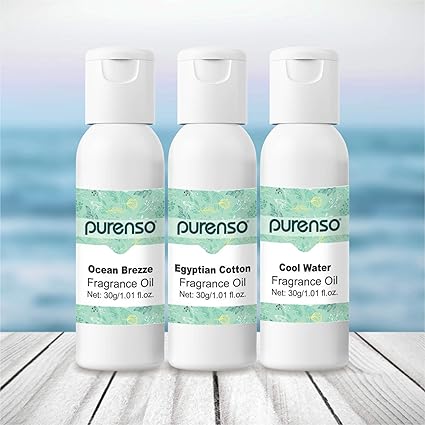Purenso Fragrance Oil Combo - Ocean Breeze + Egyptian Cotton + Cool Water (30g x 3 Bottles)
