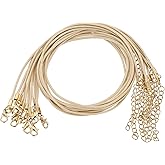 HARFINGTON 20pcs Waxed Necklace Cord Bulk, 18 Inches and 2mm Dia Necklace String Rope with Clasp for Pendants, Bracelets, Necklaces, Jewelry Making Beading Supplies,Dark Beige