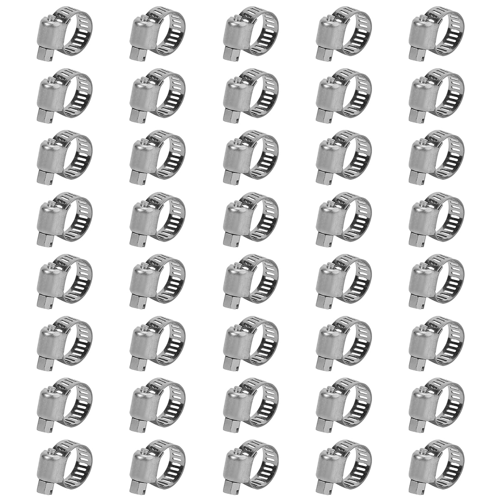 JAPCHET 40Pcs 304 Stainless Steel Jubilee Clips, 6-12mm Adjustable Pipe Clamps with Worm Drive, Securing hose connections