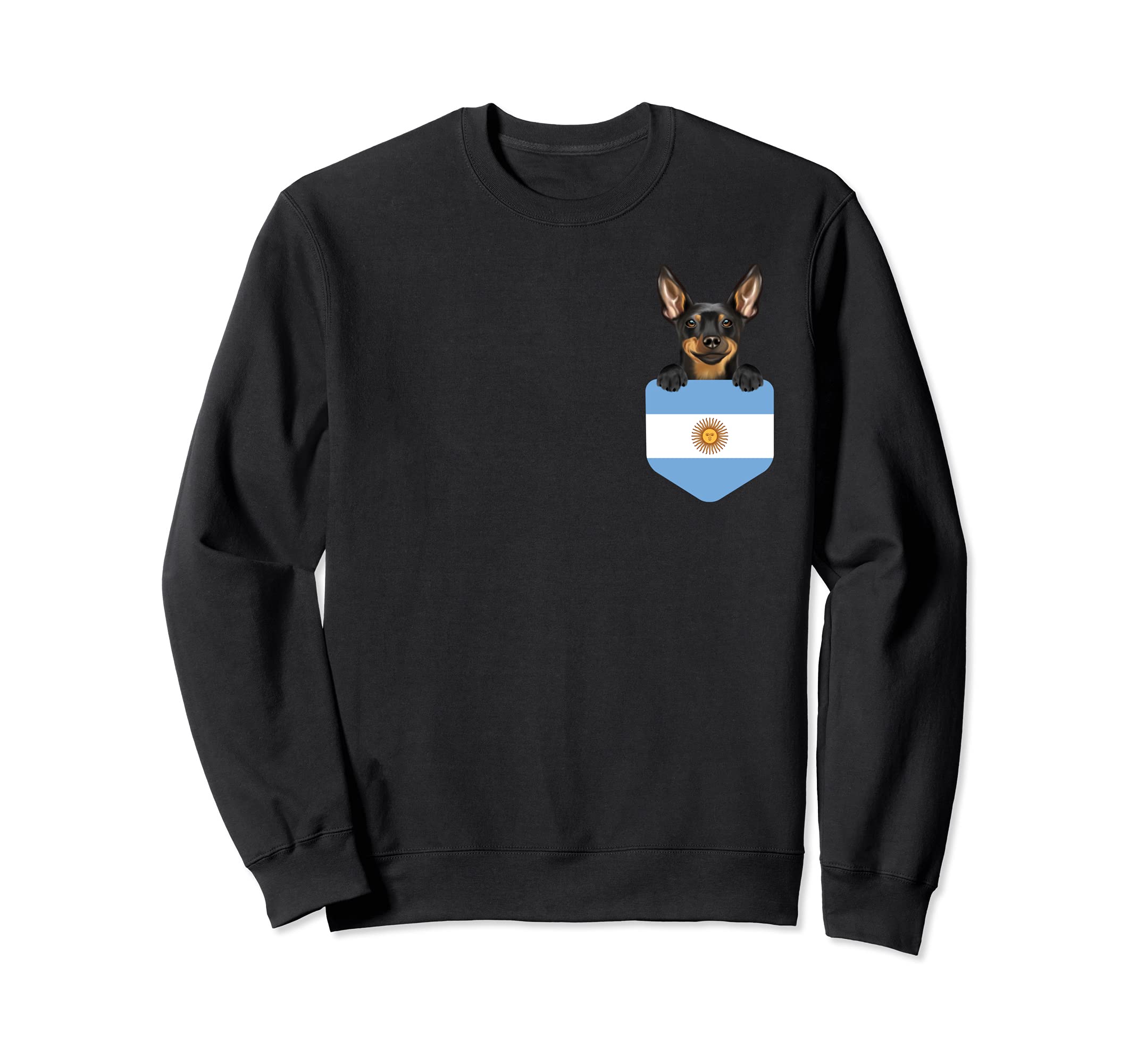 Argentina Flag Miniature Pinscher Dog In Pocket Sweatshirt