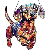 Dachshund Acrylic Suncatcher Window Hanging Ornaments, Dogs Acrylic Suncatcher Ornament for Window Decor, Hanging Christmas Ornaments for Tree, Fun Gifts for Dog Lovers
