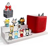 Conamily for TonieBox Shelf 3-Tier Wooden Magnetic Shelf with Bag(White) | Tonie Display Stand for Toniesbox 1 and Toniesbox 2, Wooden Tonie Stand for 15 Tonies Figures Compatible Charging Station
