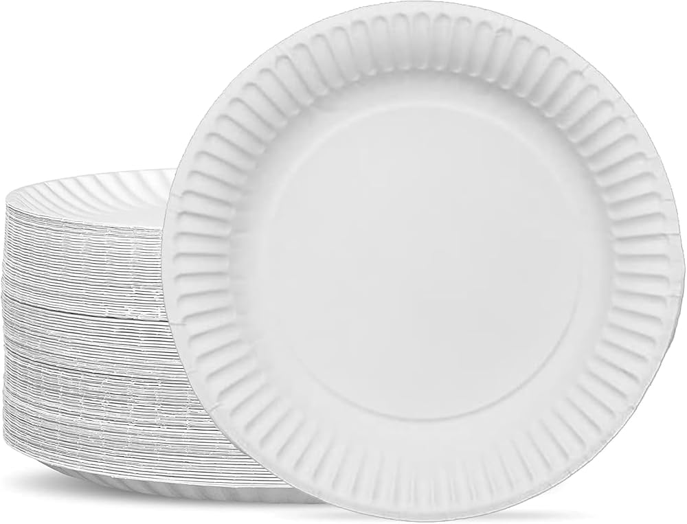 G4GADGET 100 Disposable Paper Plates 9 Inch - Ideal for Parties & BBQs