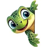 3D Peeking Turtle Car Stickers 5.5-Inch 2-Pack, Fun Cartoon Car Stickers, Waterproof Car Decals, Long-Lasting Bumper Stickers, Self-Adhesive Decals for Vehicles, Laptops, Doors
