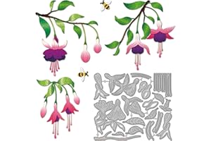 GLOBLELAND Fuchsia Flowers Cutting Dies for Card Making Bee Plants Metal Die Cuts Spring Garden Floral Leaf Die Cut Dies for 