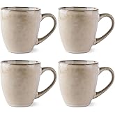 GBHOME Ceramic Coffee Mugs Set of 4, 12oz Stoneware Coffee Mugs Set For Dad Mom Women MEN, Light Weight Ceramic Coffee Cups for Latte/Tea/Beer/Hot Cocoa, Dishwasher & Microwave Safe,Cappuccino