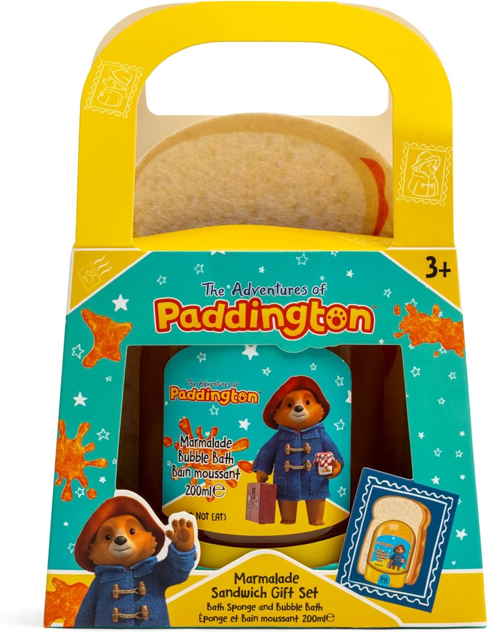 Paddington Bear Marmalade Sandwich Gift Set 200ml Bubble Bath Sponge Kids