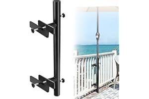 Magacyo Patio Umbrella Holder - Deck Umbrella Mount - Outdoor Umbrella Base and Stand Metal Clamp for Fixed Deck Railing and Poles