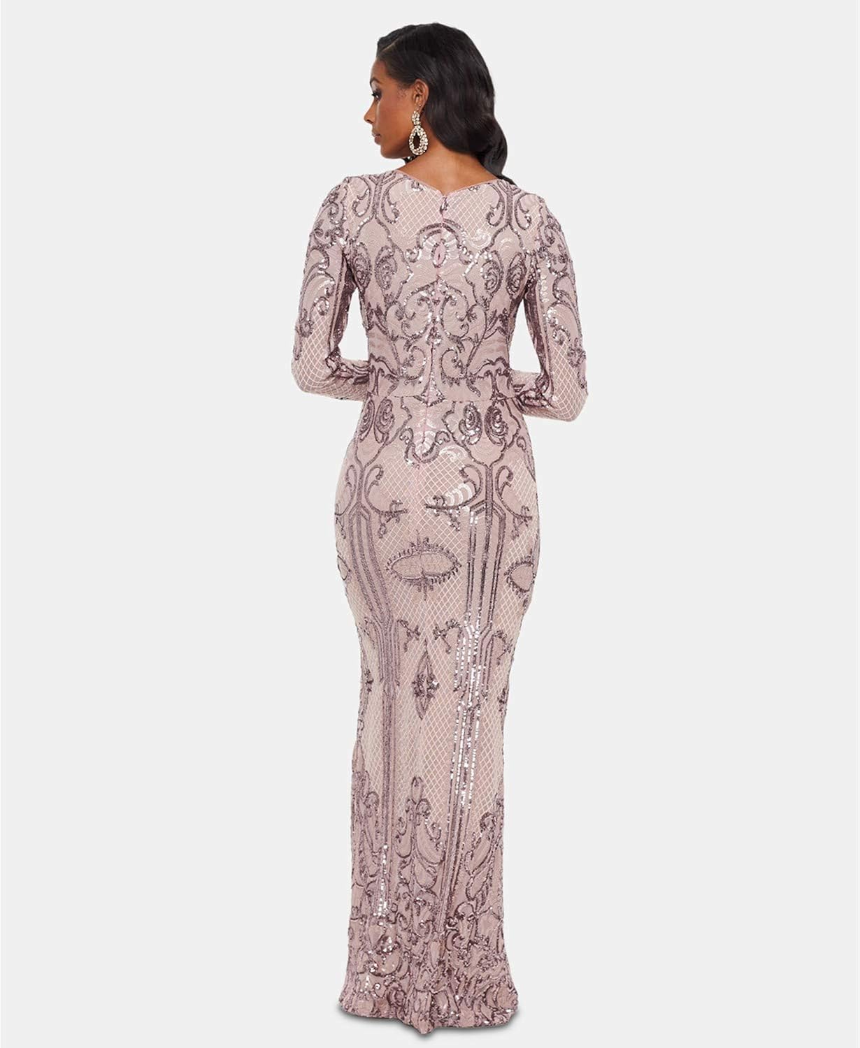 betsy & adam embellished embroidered gown