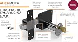 Gatemate Long Throw Gate Lock 1490086 Euro Profile 6-pin 316 Stainless Black view 6