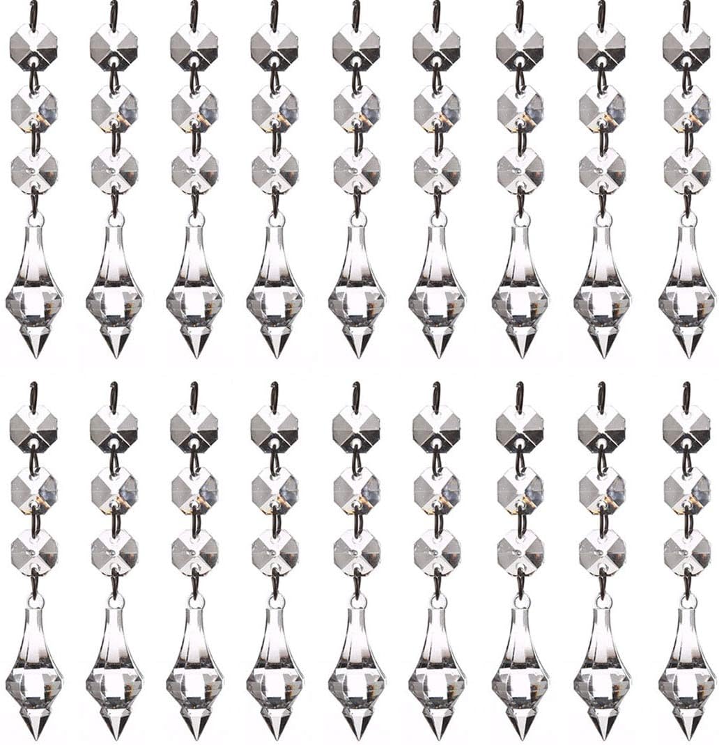 30pcs Chandelier Hanging Acrylic Crystal Beaded Strands Chain, Diamond Beads Tree Garland for Wedding, Christmas, Party Decorations, Lighting Drops, Ceiling Light Pendants Supplies (MS02)
