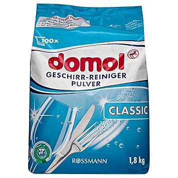domol Geschirr-Reiniger Pulver Classic 1,8 kg für 100 Spülgänge extra-starke Formel, kraftvolle Reinigung, für fleckenlosen G