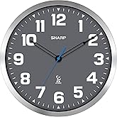 Amazon.com: SHARP Atomic Analog Wall Clock - 12" Silver Brushed Finish ...